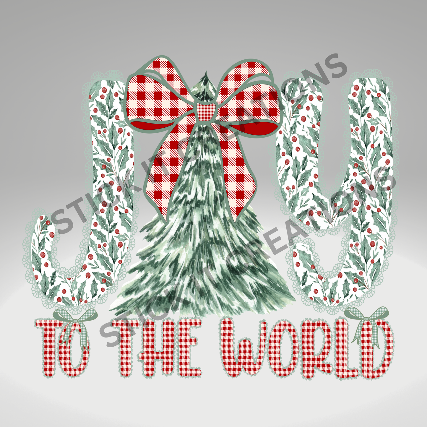 JOY TO THE WORLD PLAID BOW