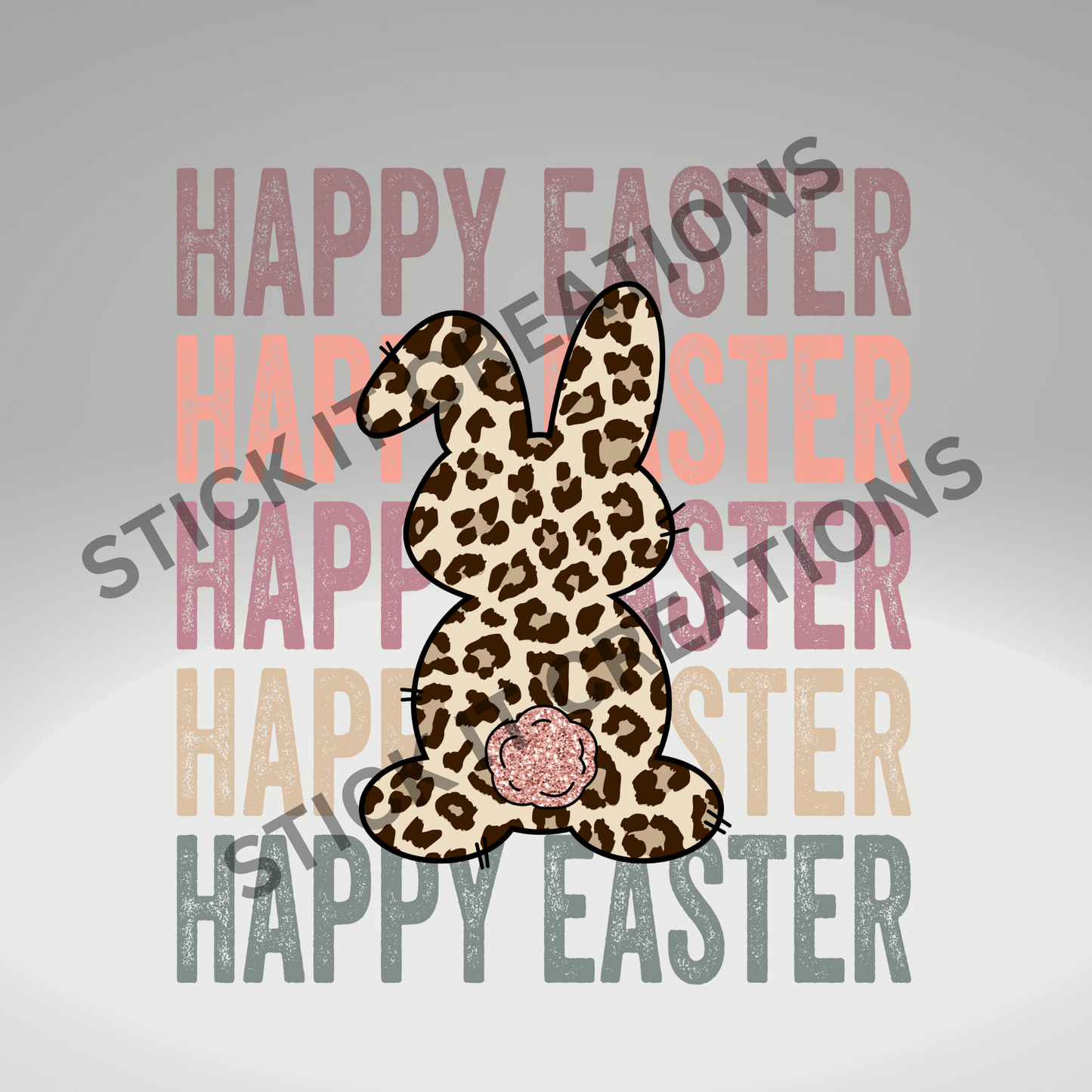 HAPPY EASTER LEOPARD BUNNY