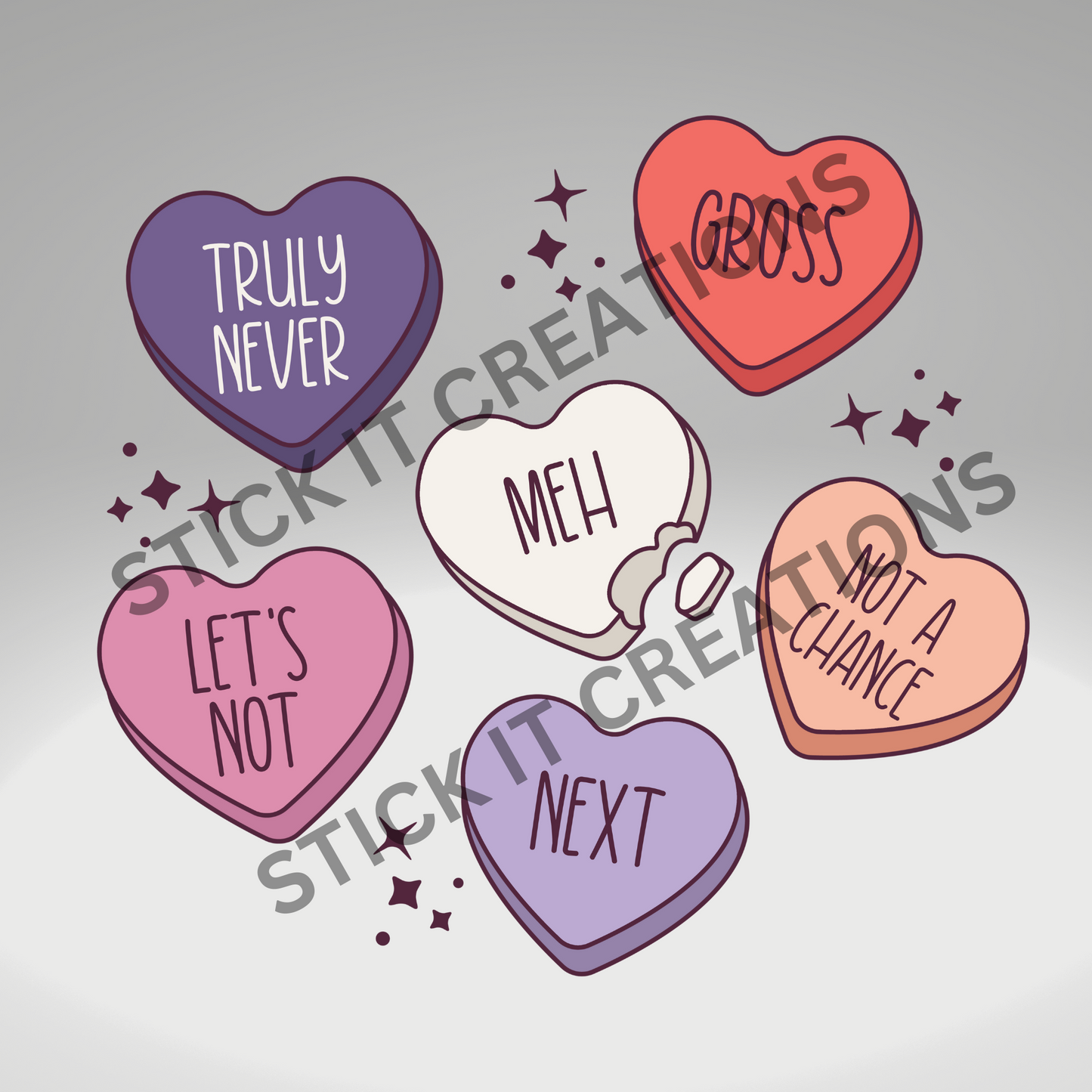 MEH, GROSS, TRULY NEVER CANDY HEARTS