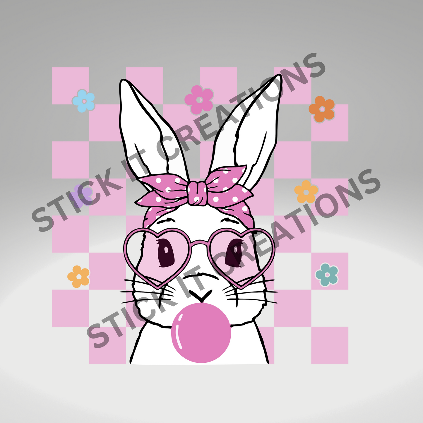 RABBIT BLOWING GUM W/PINK HEART GLASSES
