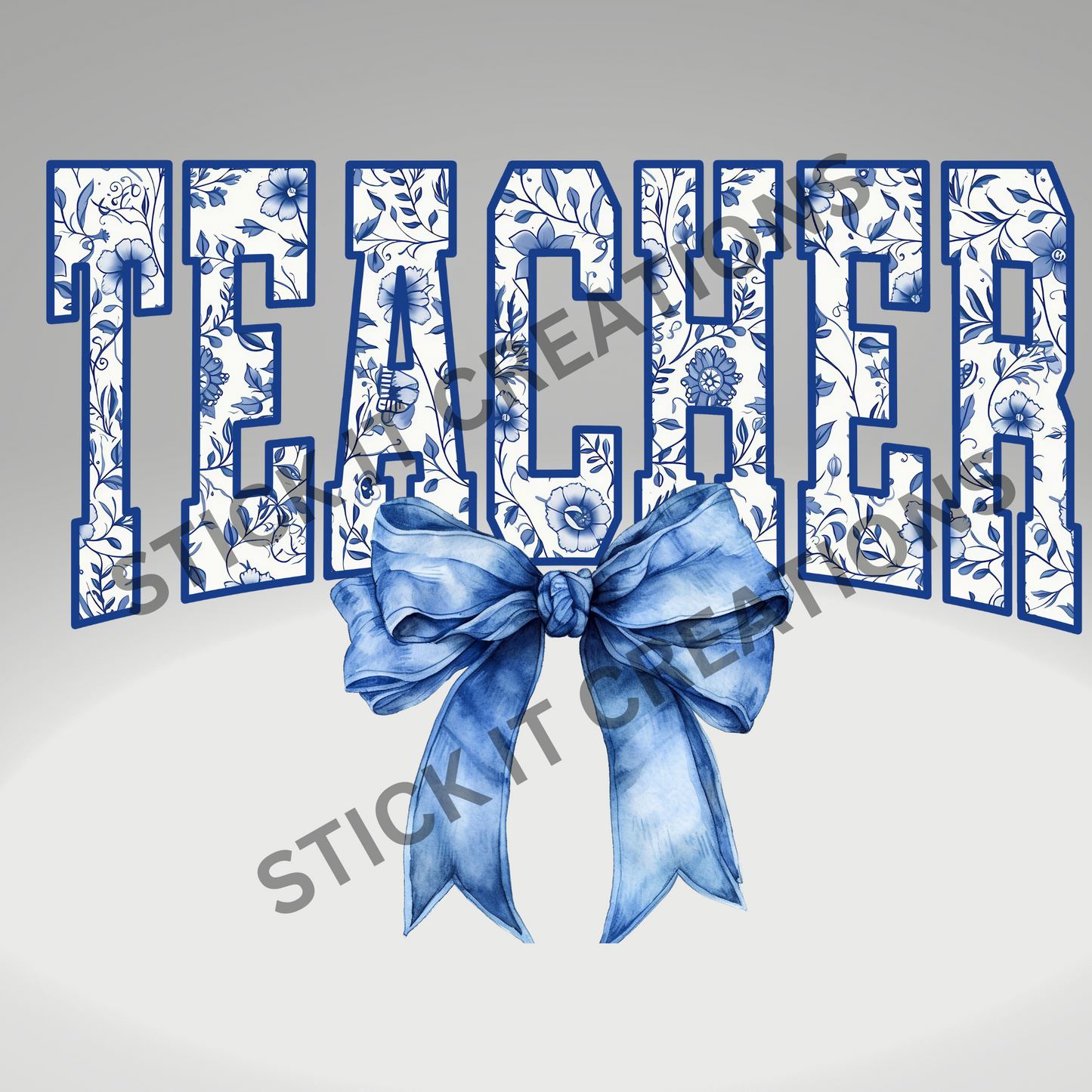 TEACHER FLORAL TOILE BOW