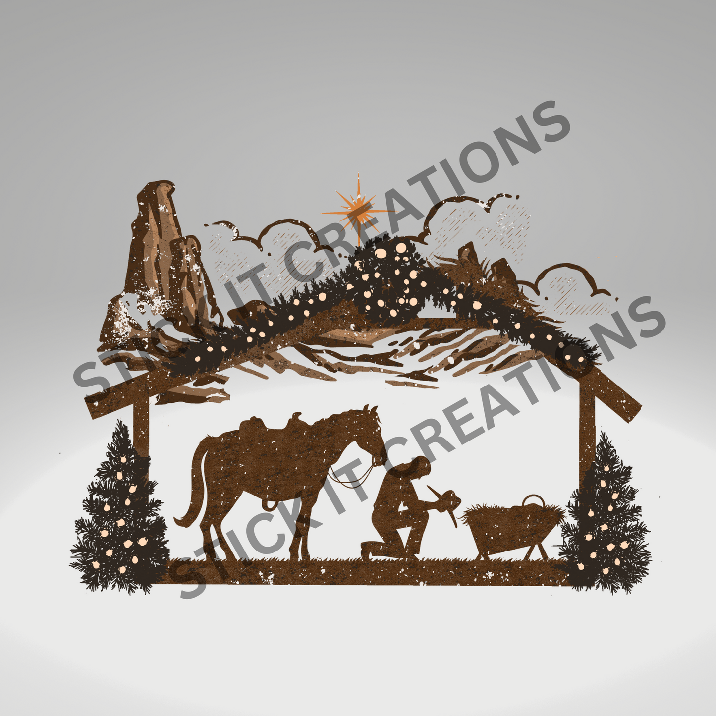 PRAYING COWBOY AT MANGER