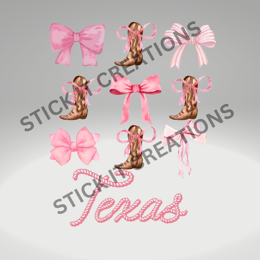 TEXAS PINK BOWS AND BOOTS