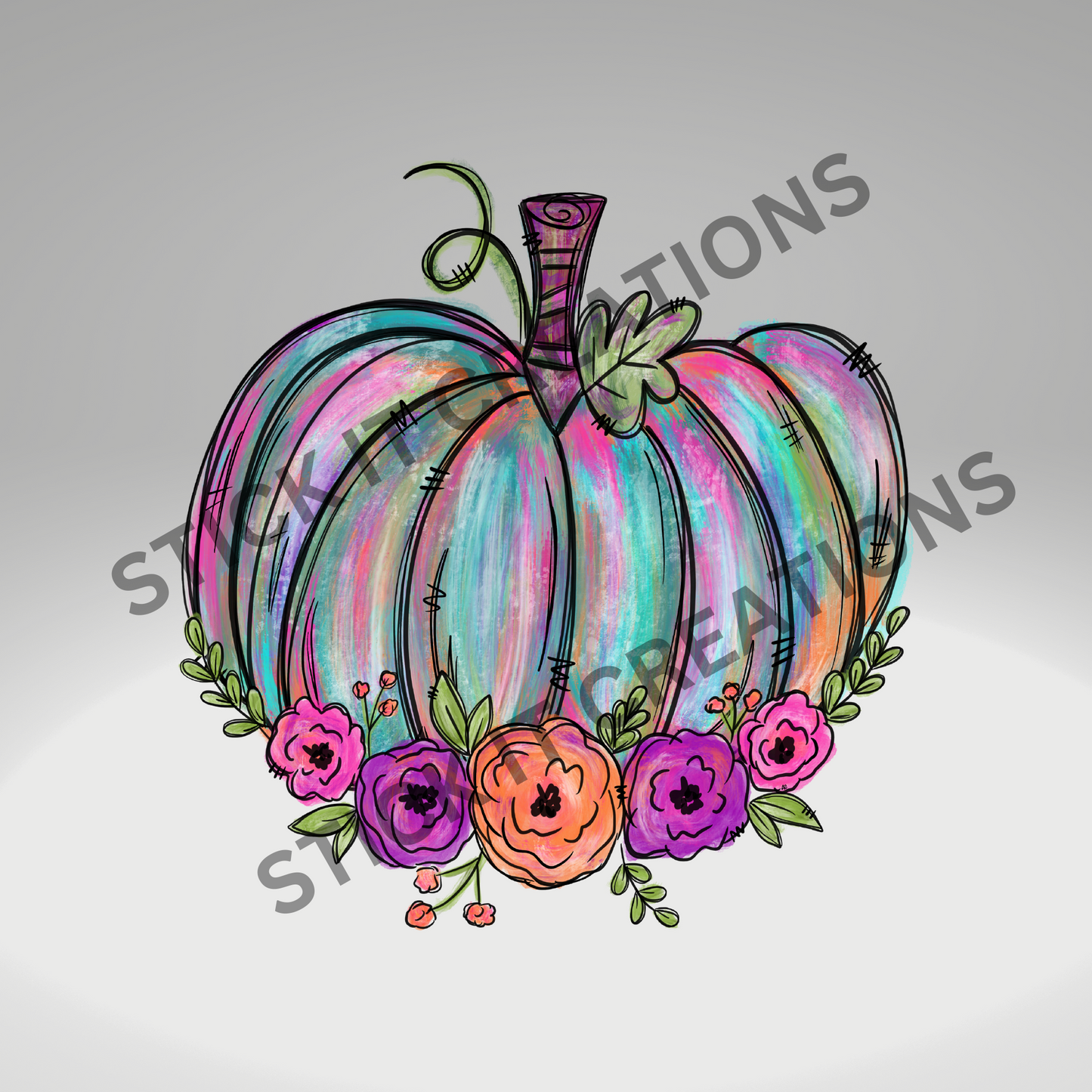 PAINTED PUMPKIN WITH FLORALS