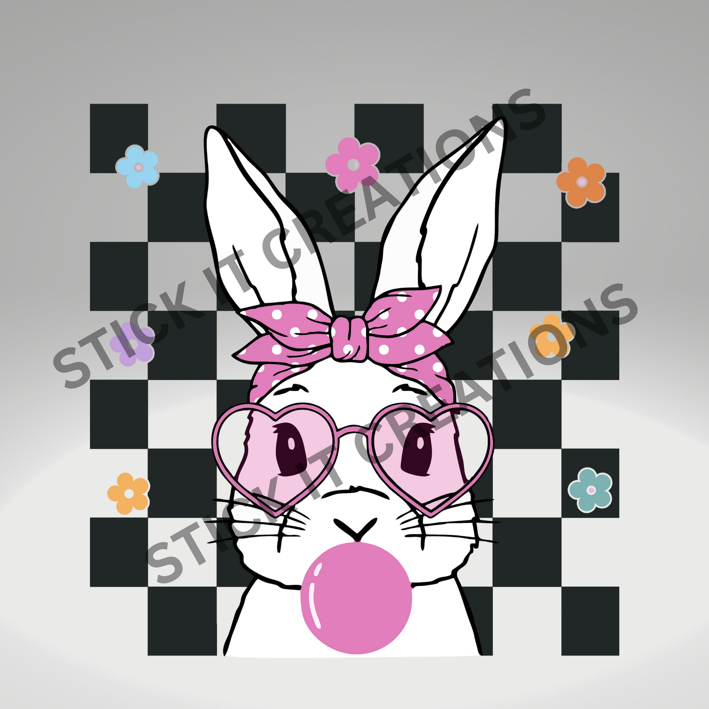 RABBIT BLOWING GUM W/PINK HEART GLASSES