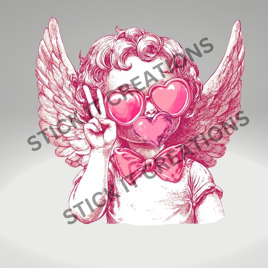 RETRO CUPID WITH HEART GLASSES