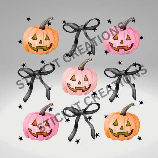 CARVED PUMPKINS AND BOWS