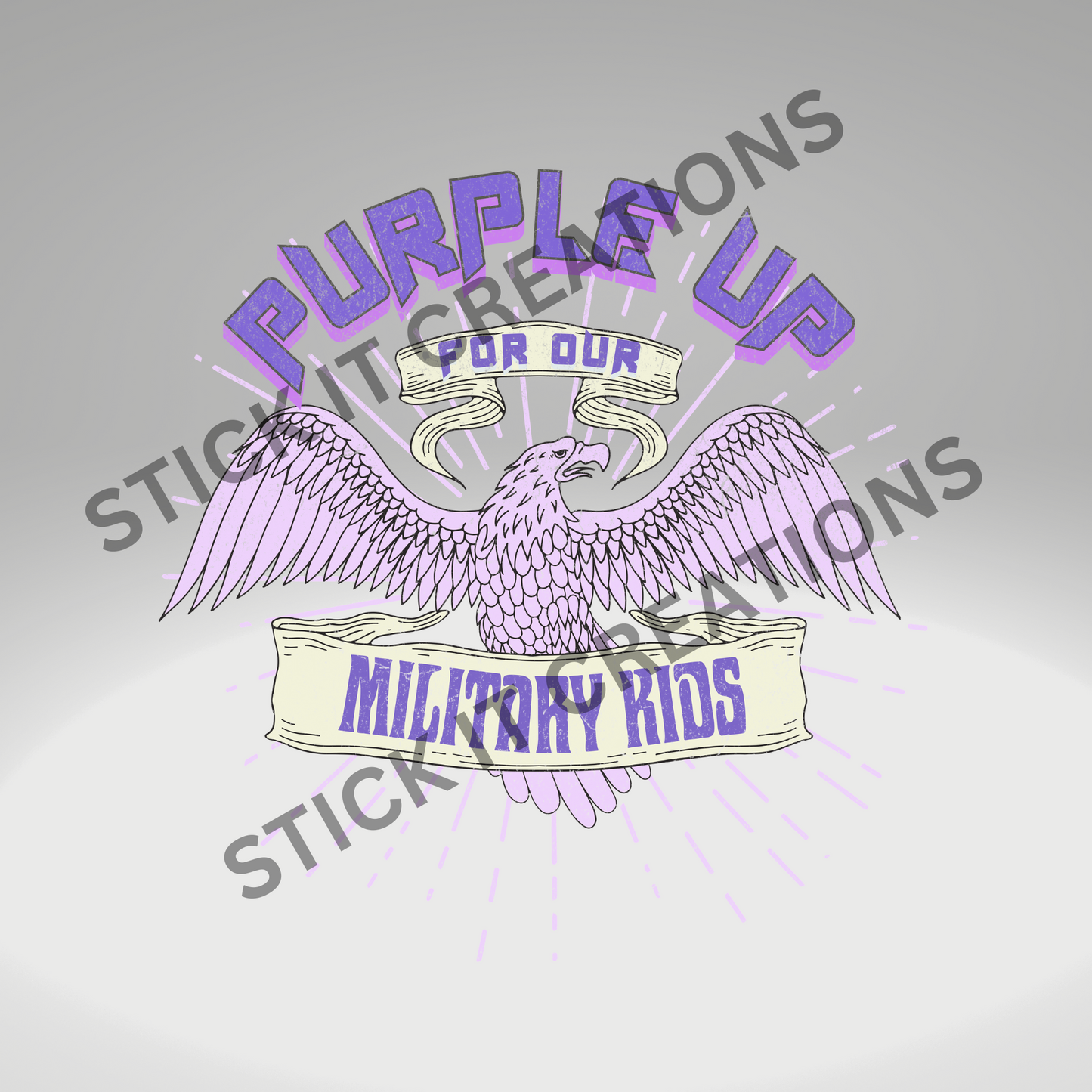 PURPLE UP FOR OUR MILITARY KIDS (EAGLE/RIBBON)