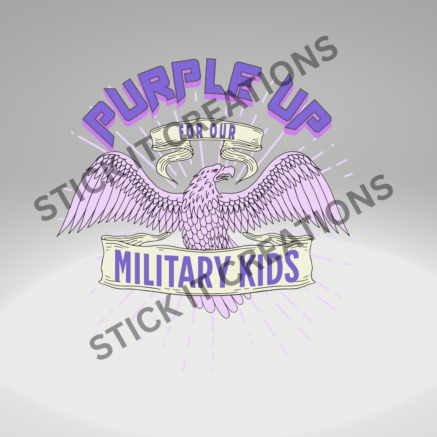 PURPLE UP FOR OUR MILITARY KIDS (EAGLE/RIBBON)