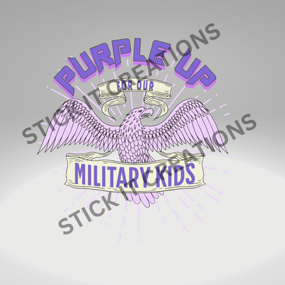 PURPLE UP FOR OUR MILITARY KIDS (EAGLE/RIBBON)